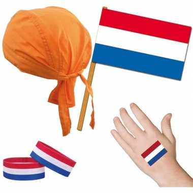 Goedkoop fan artikelen set nederland thema volwassenen carnavalskledi