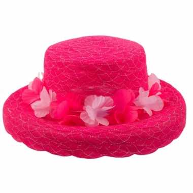 Goedkoop  Hawaiikrans hoedje roze organza carnavalskleding