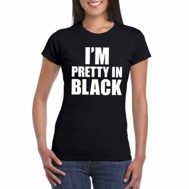 Goedkoop i'm pretty black t shirt zwart dames carnavalskleding