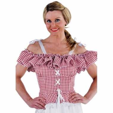 Goedkoop  Oktoberfest blouse Carmen rood geruit carnavalskleding