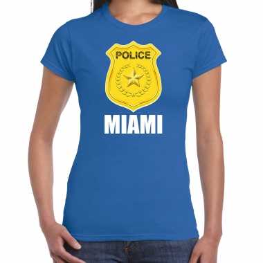 Goedkoop police / politie embleem miami verkleed t shirt blauw dames carnavalskleding