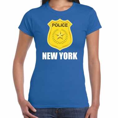 Goedkoop police / politie embleem new york verkleed t shirt blauw dames carnavalskleding