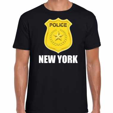 Goedkoop police / politie embleem new york verkleed t shirt zwart heren carnavalskleding
