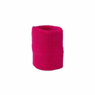 Goedkoop pols zweetbandjes fuchsia carnavalskleding