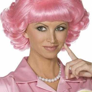 Goedkoop roze dames pruik beauty school carnavalskleding