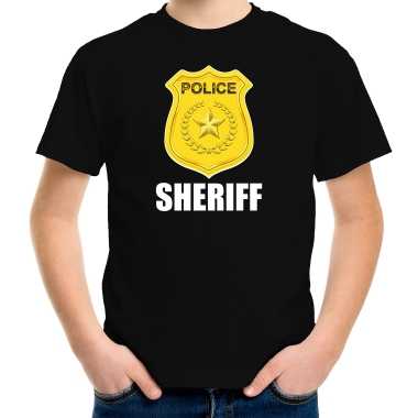 Goedkoop sheriff police / politie embleem t shirt zwart kinderen carnavalskleding