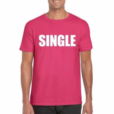 Goedkoop single/ vrijgezel tekst t shirt roze heren carnavalskleding