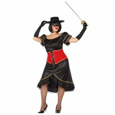 Goedkoop spaanse zwart/rood verkleed jurk dames carnavalskleding
