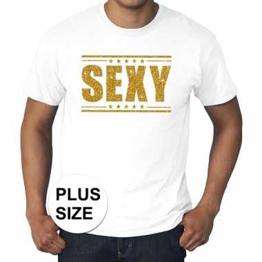 Goedkoop toppers grote maten sexy t shirt wit gouden letters carnaval