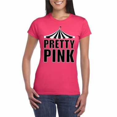 Goedkoop toppers t shirt roze pretty pink dames carnavalskleding