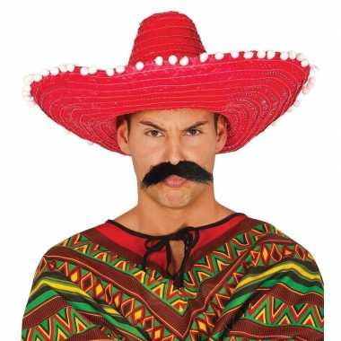 Goedkoop verkleed sombrero rood mexico volwassenen carnavalskleding