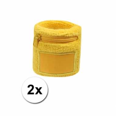 Goedkoop x gele blauwe zweetbandjes zakje carnavalskleding