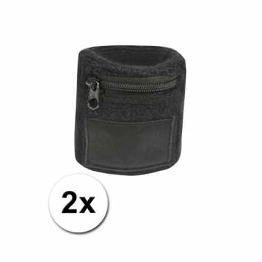 Goedkoop x zwarte zweetbandjes zakje carnavalskleding