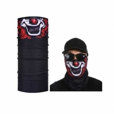 Goedkoop zwart biker masker clownprint volwassennen carnavalskleding