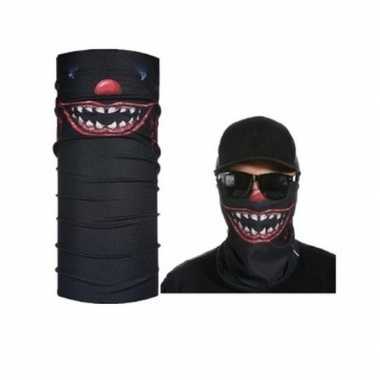 Goedkoop zwart biker masker horror/eng gezichtprint volwassennen carn