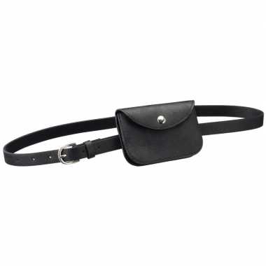 Goedkoop zwart mini buideltasje aan riem dames carnavalskleding