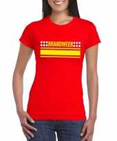 Goedkoop brandweer logo t-shirt rood dames carnavalskleding