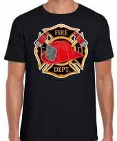 Goedkoop brandweer logo verkleed t-shirt carnavalskleding zwart heren