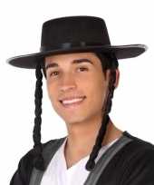 Goedkoop carnavalaccessoires zwarte joodse hoed heren carnavalskleding