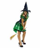 Goedkoop carnavalskleding groene heksen jurk alexia dames