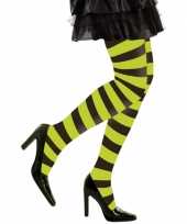 Goedkoop carnavalskleding halloween neon groen zwarte heksen panties maillots verkleedaccessoire dames m l