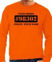 Goedkoop carnavalskleding psych ward boeven gevangenen sweater oranje heren