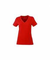 Goedkoop dames cotton stretch shirts rood carnavalskleding