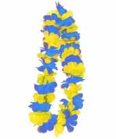 Goedkoop feest blauw gele hawaii slinger carnavalskleding