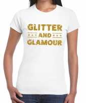 Goedkoop glitter and glamour glitter tekst t-shirt wit dames carnavalskleding