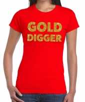 Goedkoop gold digger tekst t-shirt rood dames carnavalskleding