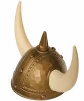 Goedkoop gouden viking helm hoorns spijkers carnavalskleding