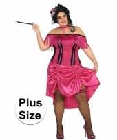 Goedkoop grote maten western bordeel prostituee verkleed jurk roze dames carnavalskleding