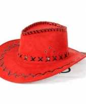 Goedkoop lederlook cowboyhoeden rood volwassenen carnavalskleding