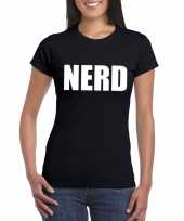 Goedkoop nerd tekst t-shirt zwart dames carnavalskleding