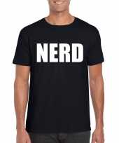 Goedkoop nerd tekst t-shirt zwart heren carnavalskleding