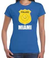 Goedkoop police politie embleem miami verkleed t-shirt blauw dames carnavalskleding