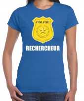 Goedkoop rechercheur politie embleem carnaval t-shirt blauw dames carnavalskleding