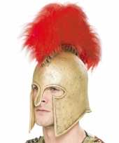 Goedkoop romeinse helm rode veren carnavalskleding