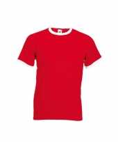 Goedkoop rood ringer t-shirt witte contrast kleur carnavalskleding