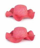 Goedkoop roze flaphoeden stro carnavalskleding