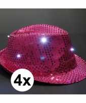 Goedkoop roze glitter hoedjes led licht stuks carnavalskleding 10109503