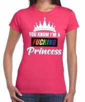 Goedkoop roze you know i am a fucking princess gay pride t-shirt dames carnavalskleding