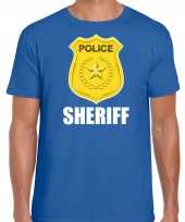 Goedkoop sheriff police politie embleem t-shirt blauw heren carnavalskleding