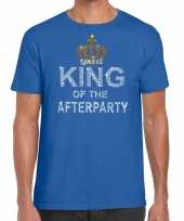Goedkoop toppers blauw toppers king of the afterparty glitter t-shirt heren carnavalskleding