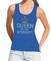 Goedkoop toppers blauw toppers queen of the afterparty glitter tanktop dames carnavalskleding