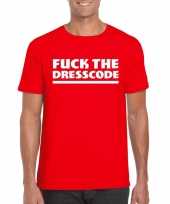 Goedkoop toppers fuck the dresscode heren t-shirt rood carnavalskleding