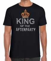 Goedkoop toppers zwart toppers king of the afterparty glitter t-shirt heren carnavalskleding