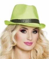 Goedkoop trilby hoed lime groen volwassenen carnavalskleding