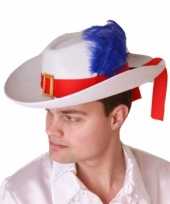 Goedkoop witte musketier hoed band veer carnavalskleding