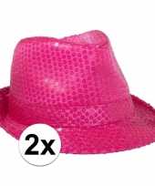 Goedkoop x neon roze gleufhoed pailletten carnavalskleding